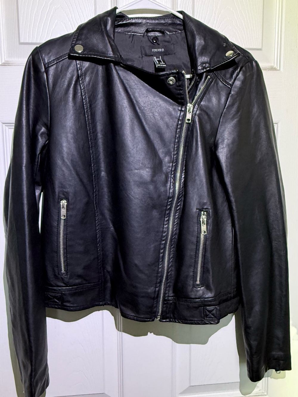 Forever 21 Black Faux Leather Asymmetrical Moto Jacket